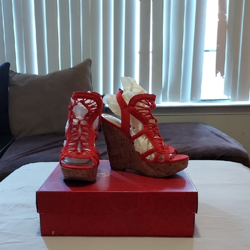 Carlos by Carlos Banjo Paprika Wedge Sandals Peep-Toe